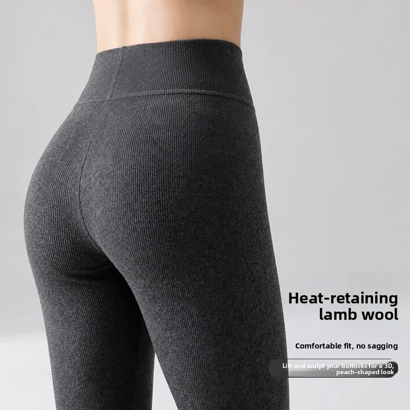 Women's Winter Fleece Lined Thick Warm Knitted Leggings Brown Deer Logo Knitted Warm Pants Clothing female Tights