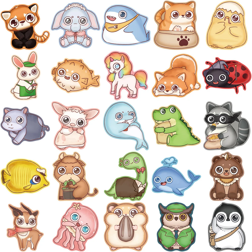 10/30/50pcs Kawaii Big Eyes animali adesivi per cartoni animati adesivo carino per bambini giocattolo fai da te bottiglia d'acqua cancelleria taccuino decalcomanie Pack