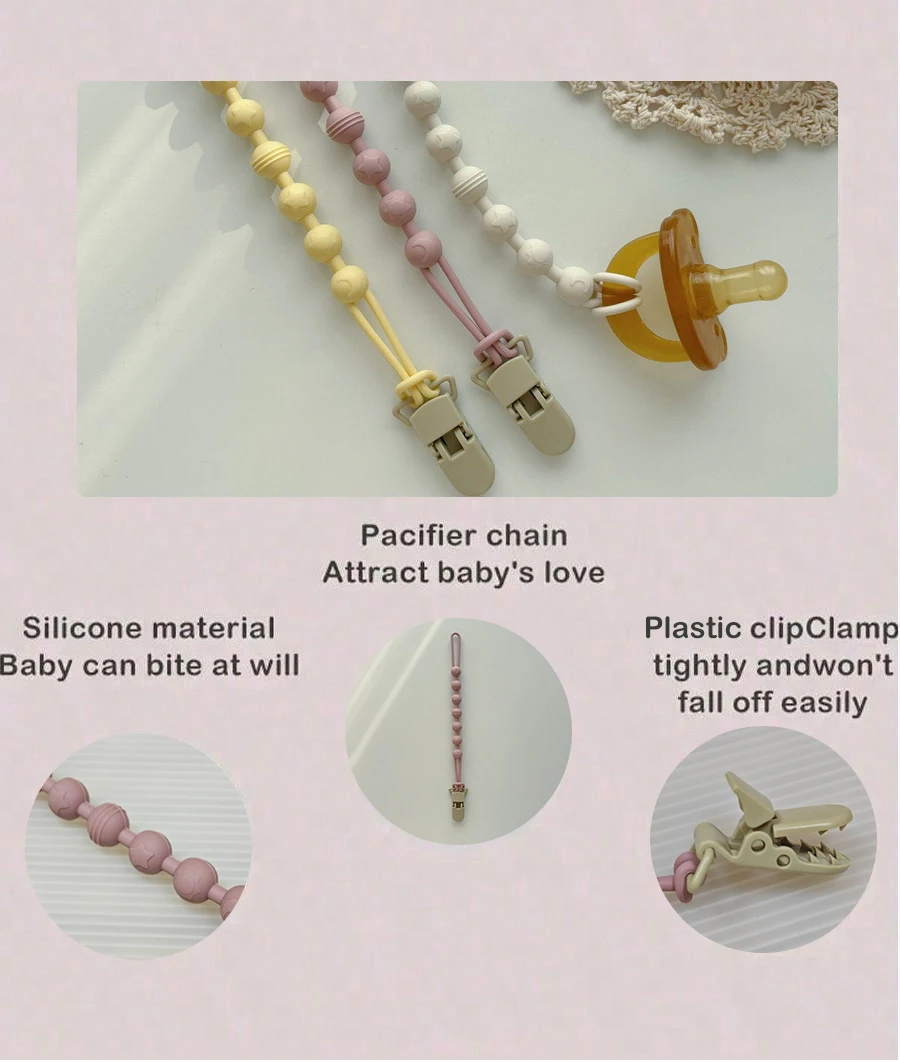 Baby Pacifier Clips Integrated silicone baby pacifier chain Teether Teething Toys Dummy Clip Holder Chain Clip Baby Gift