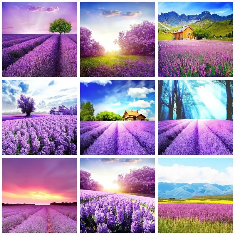 CHENISTORY Acrylic Paint By Numbers Diy Gifts Lavender Flower Sea Picture Drawing Adults Crafts Wall Decor On Canvas