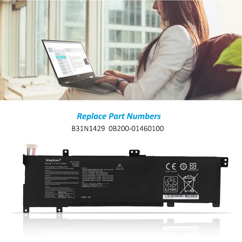 K KYUER Batteria B31N1429 48Wh 11.4V Per Asus K501, A501, V502, R516 E V505 – Ricambio Li-Polymer Con Protezioni Di Sicurezza