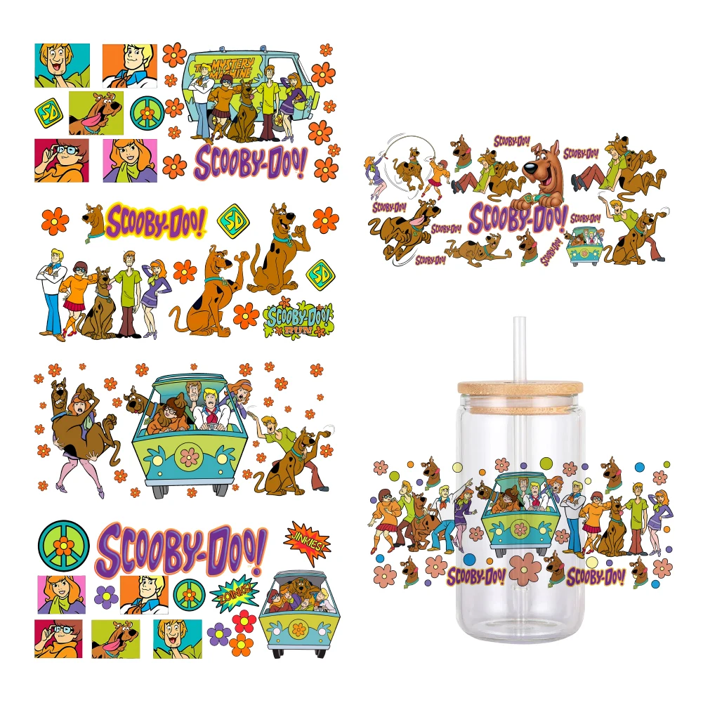 

11x24cm Cartoon Dog Designs For Libbey 16oz Can Glass 3D Waterproof UV DTF Coffee Can Wrap Libbey Glass Wrap