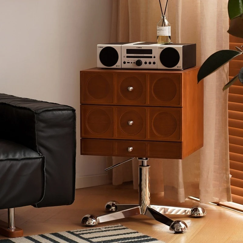 

Furniture Nordic medieval solid wood retro rotating lift sofa side cabinet side few bedside lockers