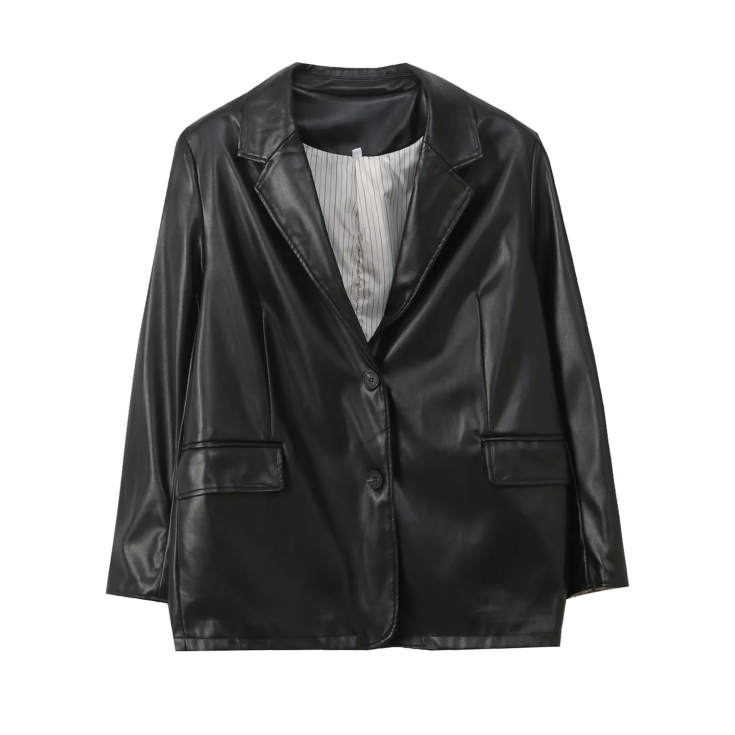 

Women Oversize PU Leather Jacket 2025 New Boyfriend Style Loose Fit Coat Autumn Tops With lining 323190