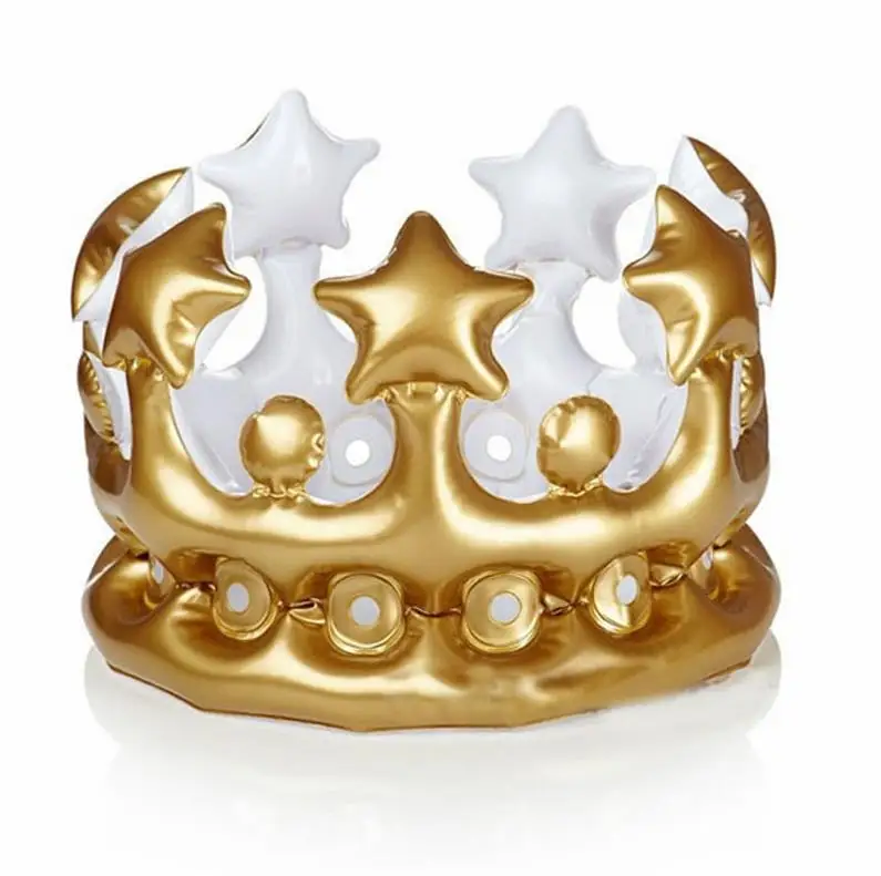 クリエイティブインフレータブルクラウンバルーン、キッズバースデーパーティーハット、DIYインフレータブルコスプレツール、ステージ小道具、パーティー用品、ni90, 100個