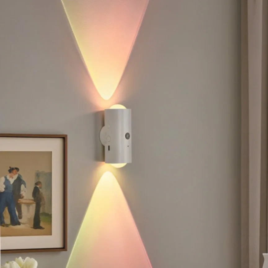 Smart Human Body Sensing Wall Lamp Night Light Charging Magnetic Install RGB Spotlight Self-adhesive Cabinet Decor Ambient Light