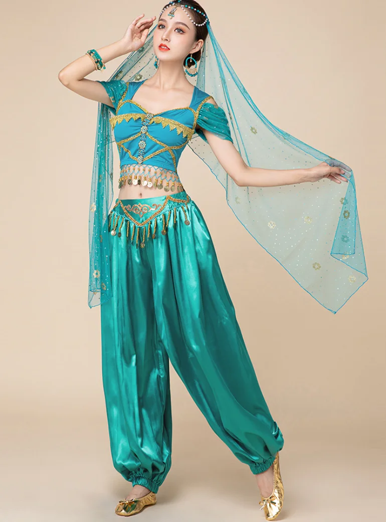 

Arabian Princess Costumes belly dance dress Indian Dance Embroider Bollywood Jasmine Cosplay Costume Women Party Fancy Outfit