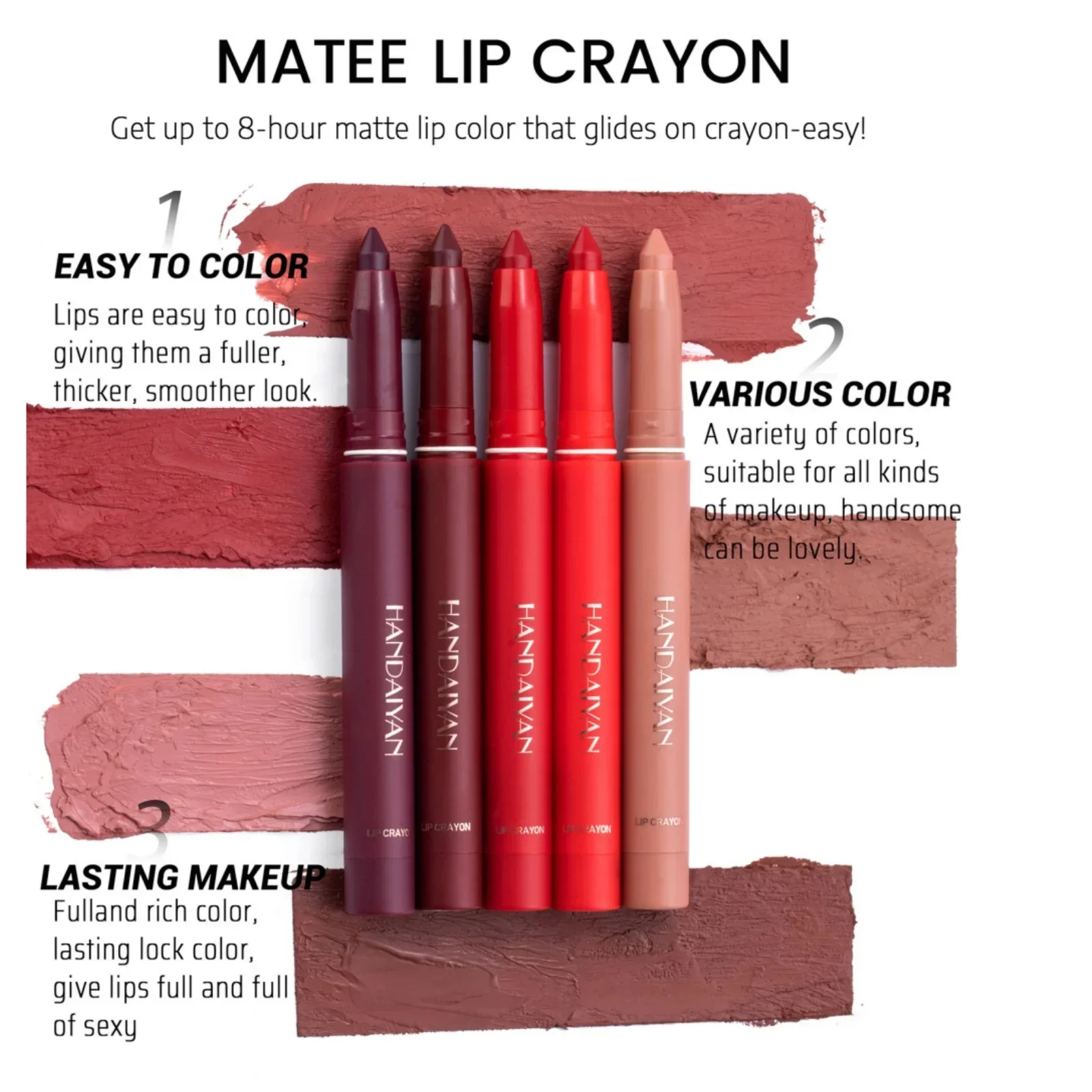 Matita per labbra opaca in velluto nudo Tazza antiaderente impermeabile a lunga durata Rossetto cosmetico da donna con temperamatite incorporato