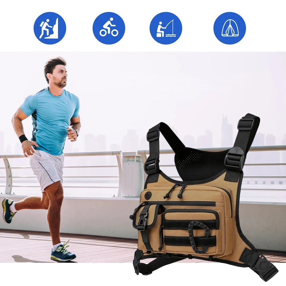Outdoor Cycling Chest Bag Large Capacity Multifunctional Vest Chest Bag Nylon Vest Bag Travel Commute Sports Backpack