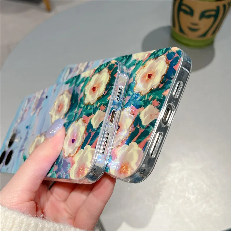 Custodie per telefoni colorate laser 3D Diamond per Huawei P40 Lite Soft silicone jelly cover Flower per huawei p30 pro p40lite p50 p60