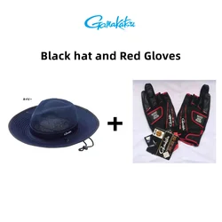2026 New Gamakatsu Hat and Glove Set Sunvisor Fishing Hat Fishing Cap Bucket Hat with Adjustable Chin Fishing Gloves Anti-Slip