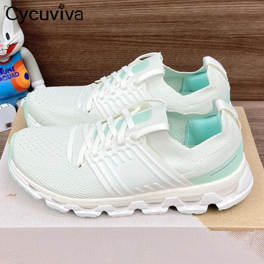 Autumn Brand Ventilation Knitting Flat Shoes Women Round Toe Lace Up Casual Sneakers Comfort Party Vacation Lovers Walking Shoes