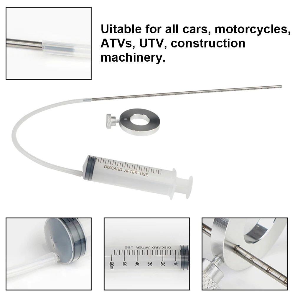

Fork Oil Level Tool with Adjustable Ring Fork Oil Tool Kit 60ml Fork Oil Tool Gauge Motorcycle Fork Suspension Oil Level Gauge