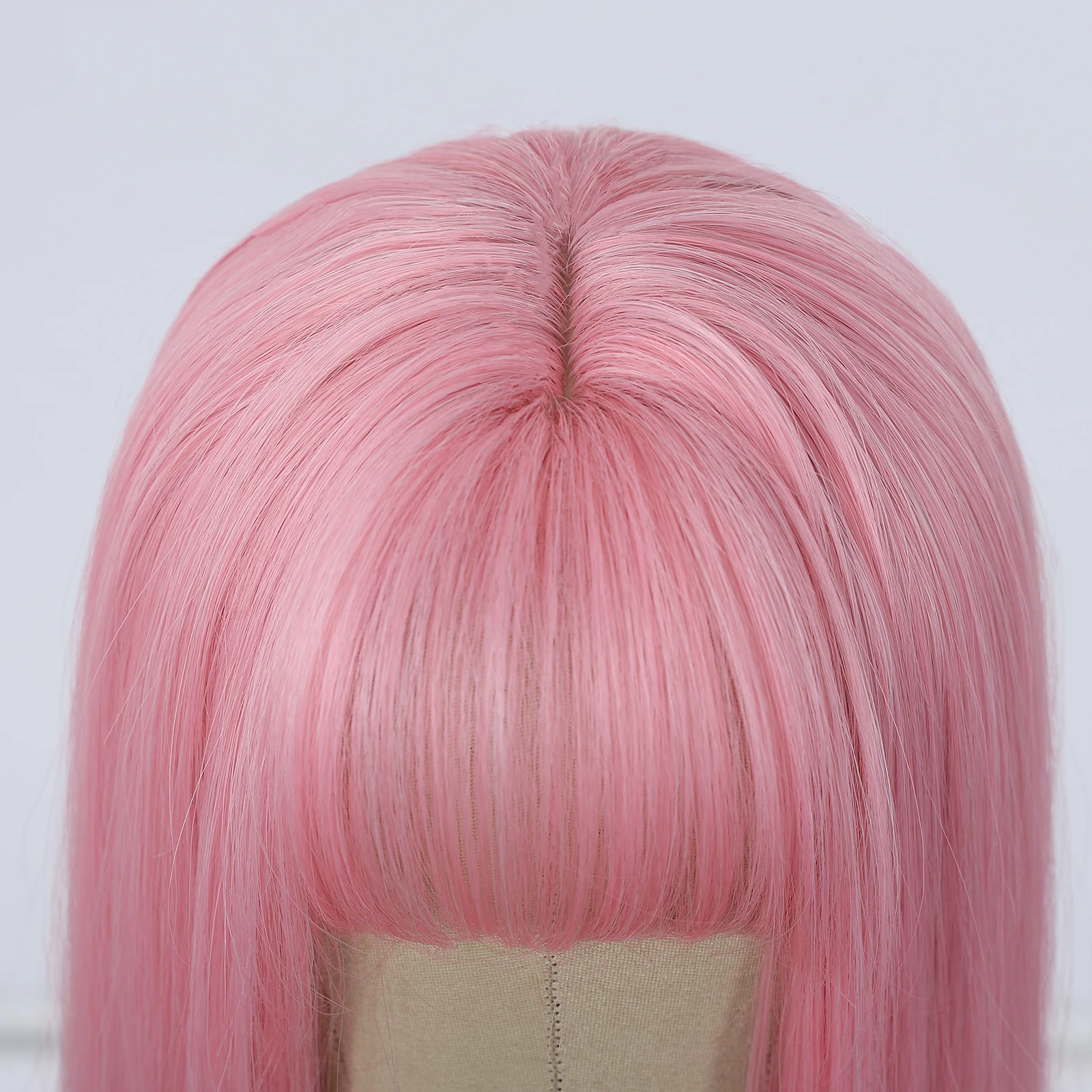 Pink Anime Cosplay Hair Wig with Bangs for Women Long Silky Straight Pink Synthetic Wigs for Girls Party Halloween Daily Use