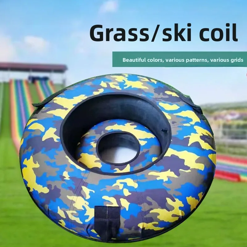 Cross-border Adult 100cm Ice and Snow Inflatable PVC Soft-bottom Ski Ring Wholesale Water Skiing Sand Rainbow Grass Skiing Ring