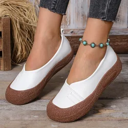 Female Ethnic Style Loafers Women Flats Retro Mary Jane Shoes Elegant Fashion Barefoot Comfortable Leather Stitching Sneakers