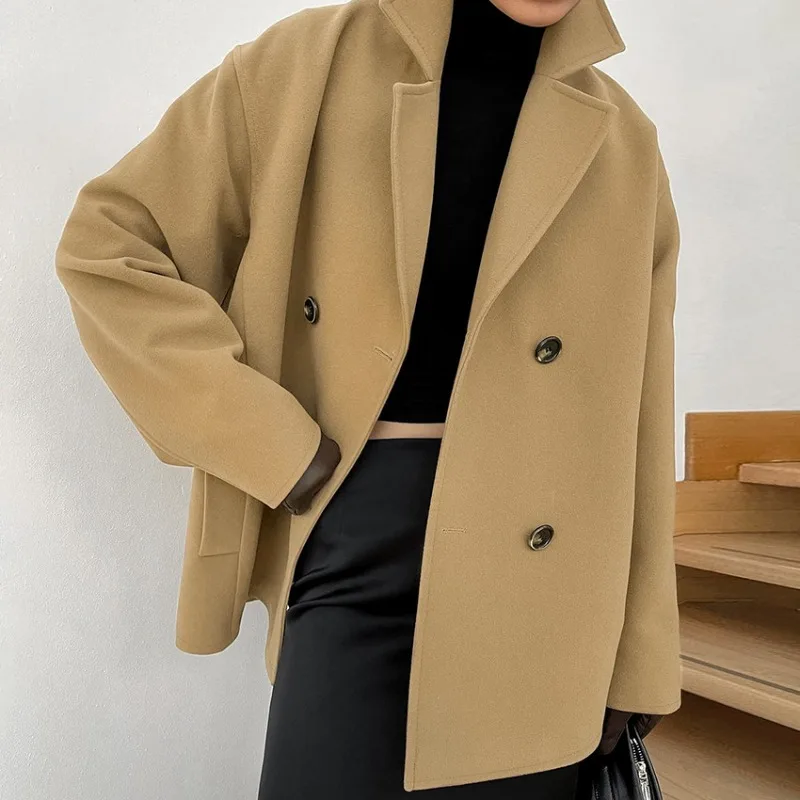 Women 2025 Autumn Winter New Hot Selling Retro Brown Lapel Tweed Coat Vintage European American Style Niche Midi Jacket Chic Hit