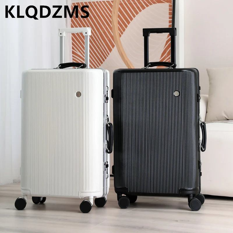 Klqdzms กระเป๋าเดินทางล้อลากกระเป๋าลากอลูมิเนียม20นิ้ว, กล่องเคสแบบมีล้อลากโครงสร้างอะลูมิเนียมความจุขนาดใหญ่24 "26" 28นิ้วกระเป๋าเดินทางสำหรับผู้ชายและผู้หญิง