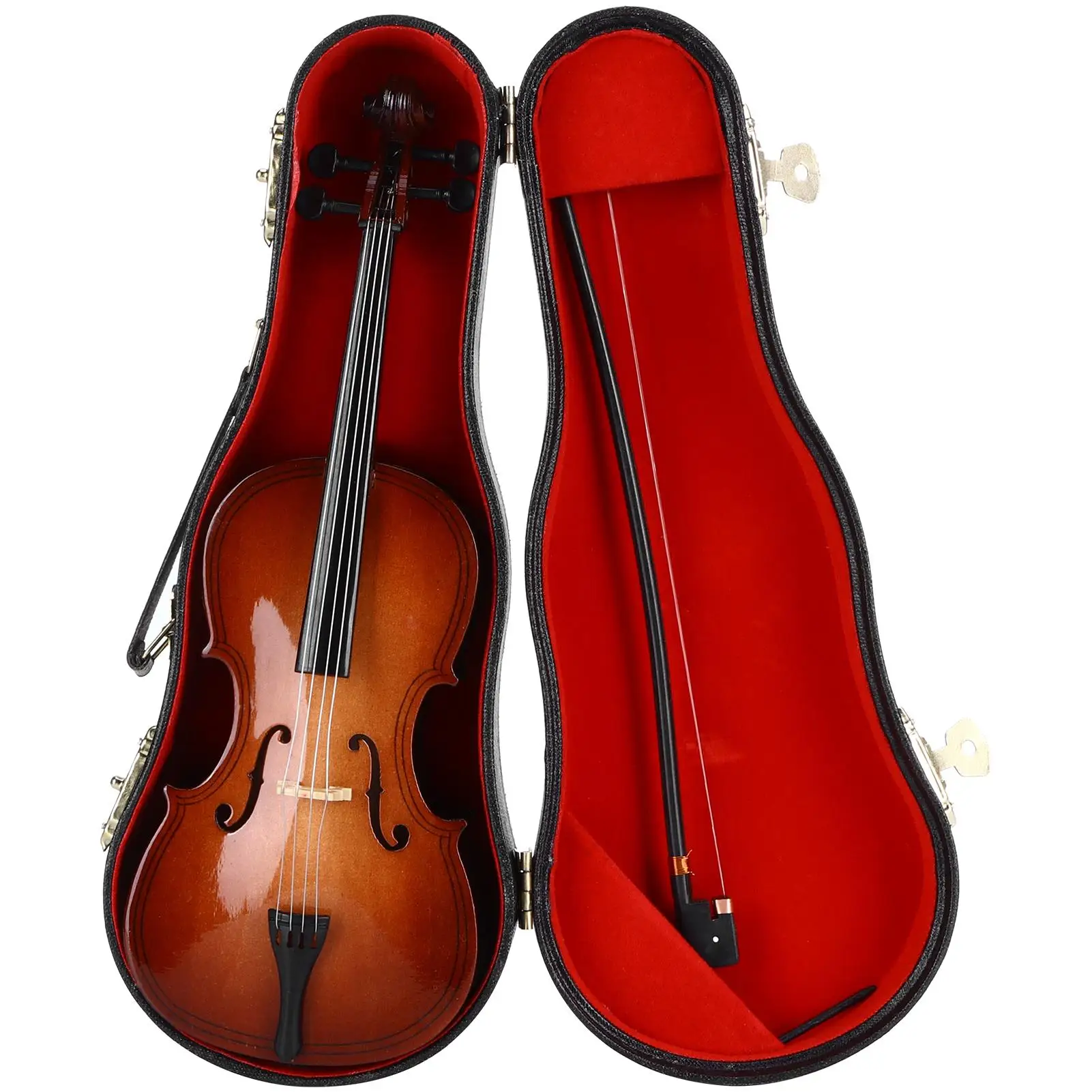 

Mini Cello Model Ornament with Storage Box - Wooden Musical Instrument Decoration for Desk or Bookshelf Gift