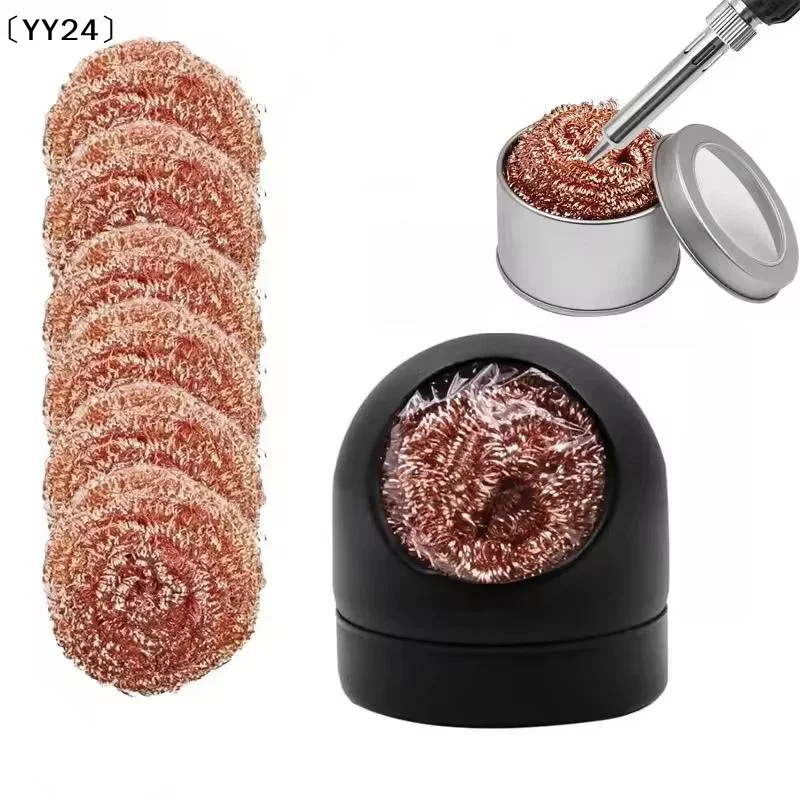 Soldering Iron Tip Cleaner Copper Wire Mesh Metal Base No Temperature Drop For Electronic Soldering Repair Projects〔YY24〕