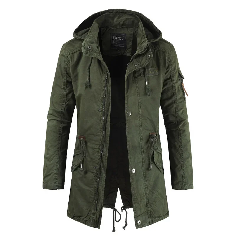 

Winter Warm Hoody Parkas Men's Military Tactical Coat Multi Pocket Cargo Bomber Jackets Windbreaker Work Mens Fleece Parkas Men