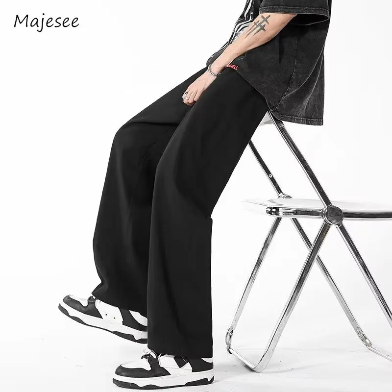 

Summer Pants Men Korean Style Black Solid Chic Basic Fashion Casual Streetwear College Hip Hop Soft Handsome Pantalones Baggy