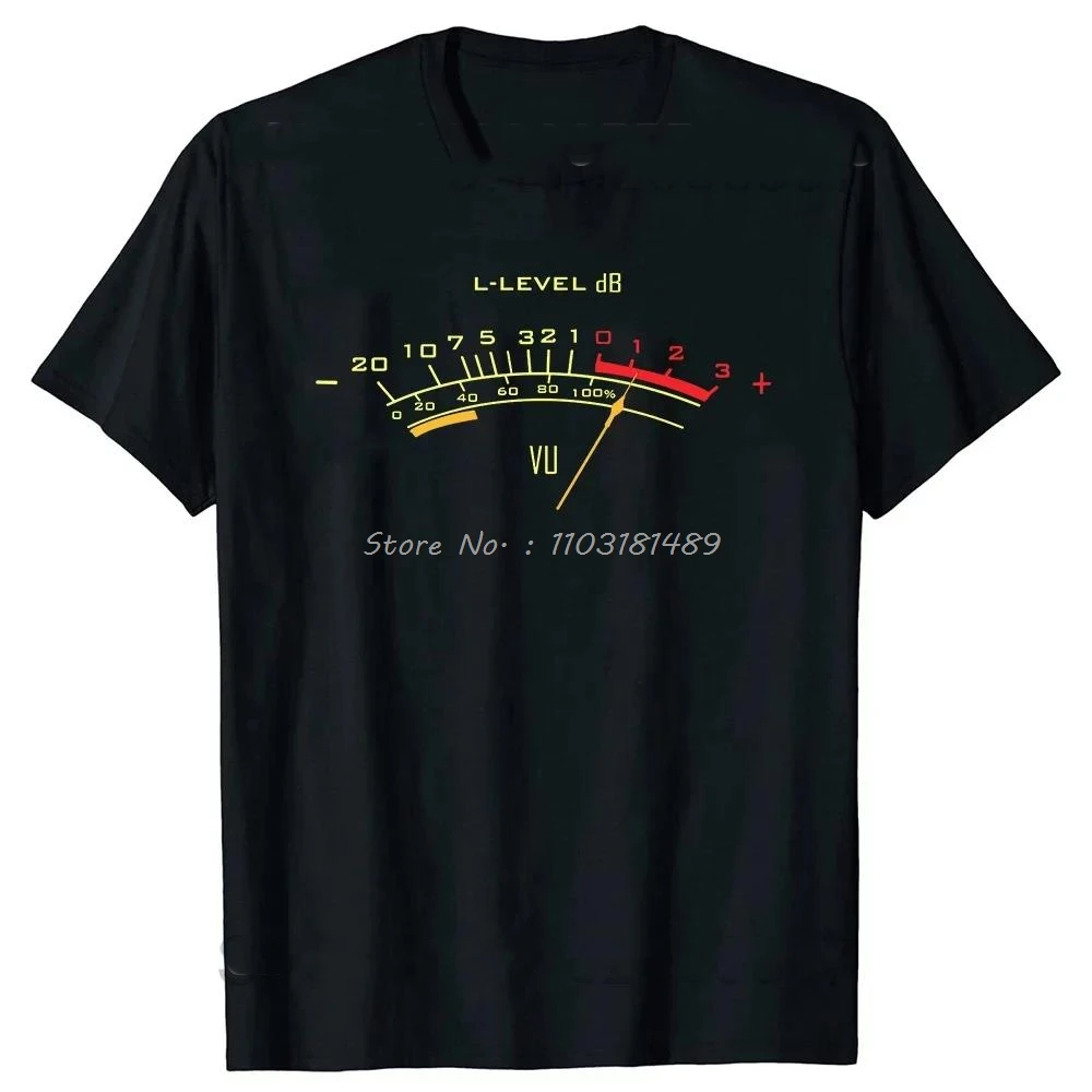 VU Meter Music Sound DB DJ Retro Vintage Classic T Shirt Men Casual Short Sleeve Tees Tops Harajuku Analog Audio Mens Clothing