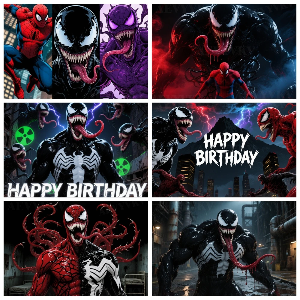 

Avengers Venom Background Boy Children's Birthday Party Custom Dark Superhero Backdrop Baby Shower Room Decor Photography Studio