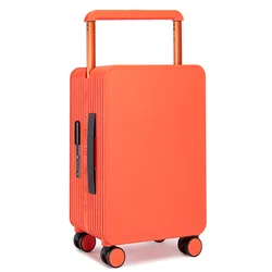 Fashion Wide Handle Suitcase Solid Color Rolling Luggage Medium Size ABS+PC Boarding Cabin Trolley Case 20/24 Inch