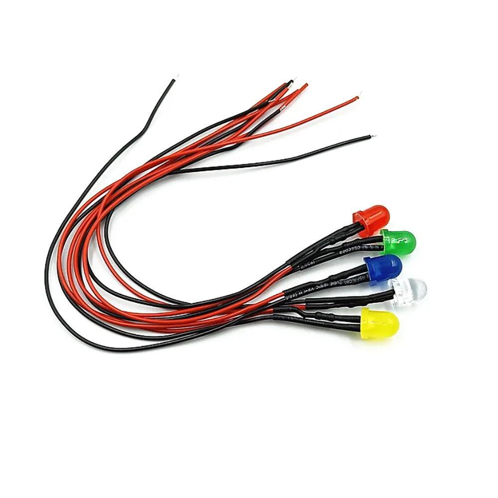 Diodos emisores LED precableados, luces de bombillas LED resistentes, 8mm, 3V, 5V, 6V, 9V, 12V, 24V, 36V, 48V, 60V, 110V, 220V, 10 Uds.