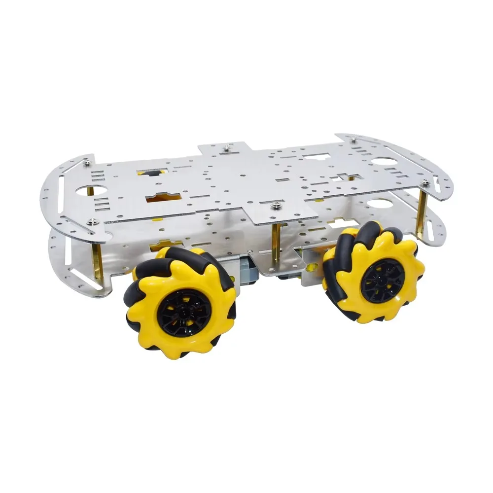 McNamum Wheel Aluminum Car Chassis DIY Ultrasonic Intelligent Obstacle Avoidance Car 4WD Four-Wheel Drive Chassis