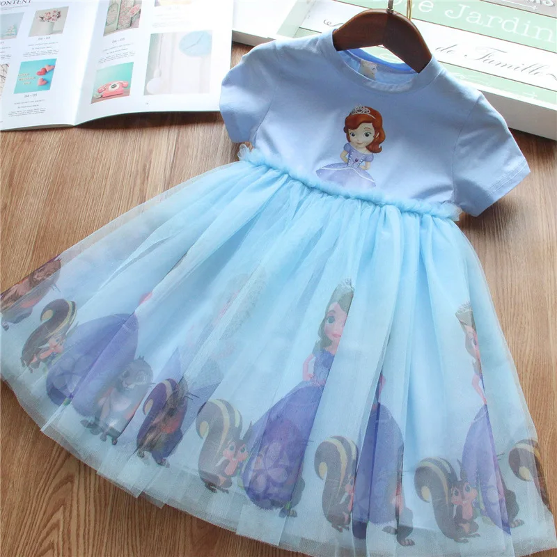 Girls Clothes 2024 New Summer Princess Dresses Short Sleeve Kids Dress Sofia Party Baby Dresses for Children Clothing 3-8Y