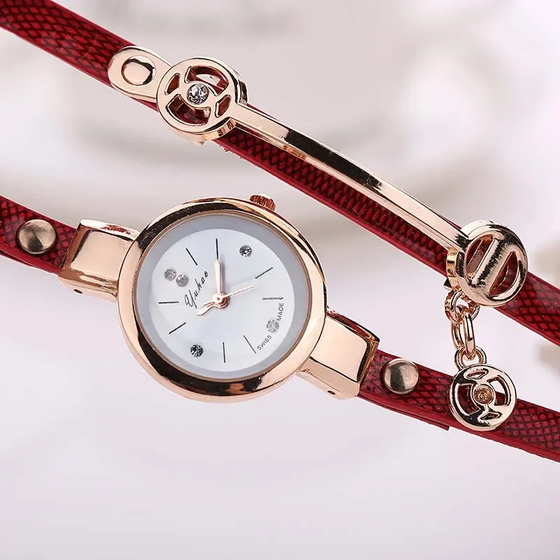 2024 New Ladies Fashion Women Watch Long Clock Faux Leather Band Strap Wristwatch Rhinestone Quartz Wrist Watch Montre Relógio