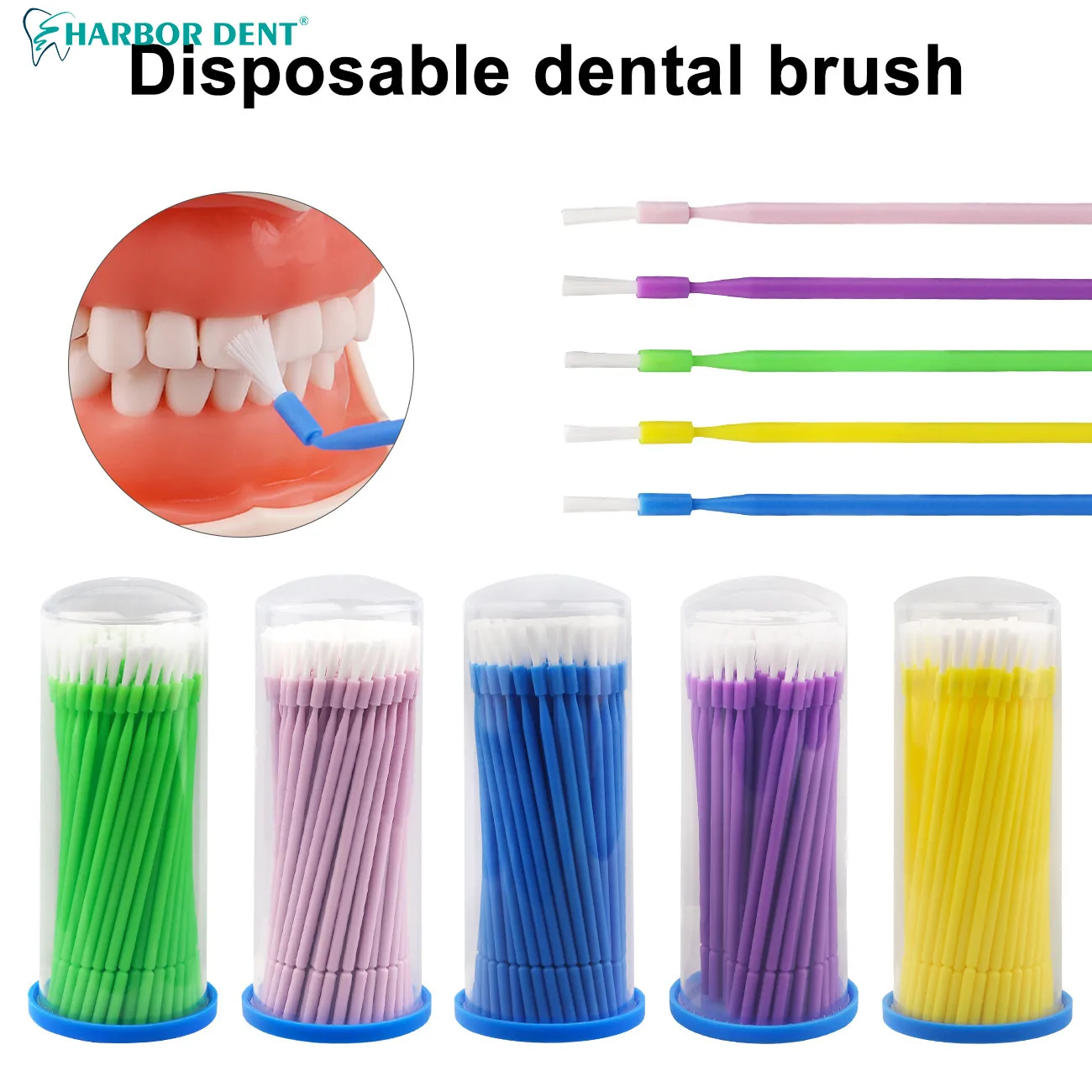 100Pcs/Bottle Dental Micro Brushes Disposable Applicators Long Head Brush Bendable Shank Dentistry Oral Teeth Whitening Tool