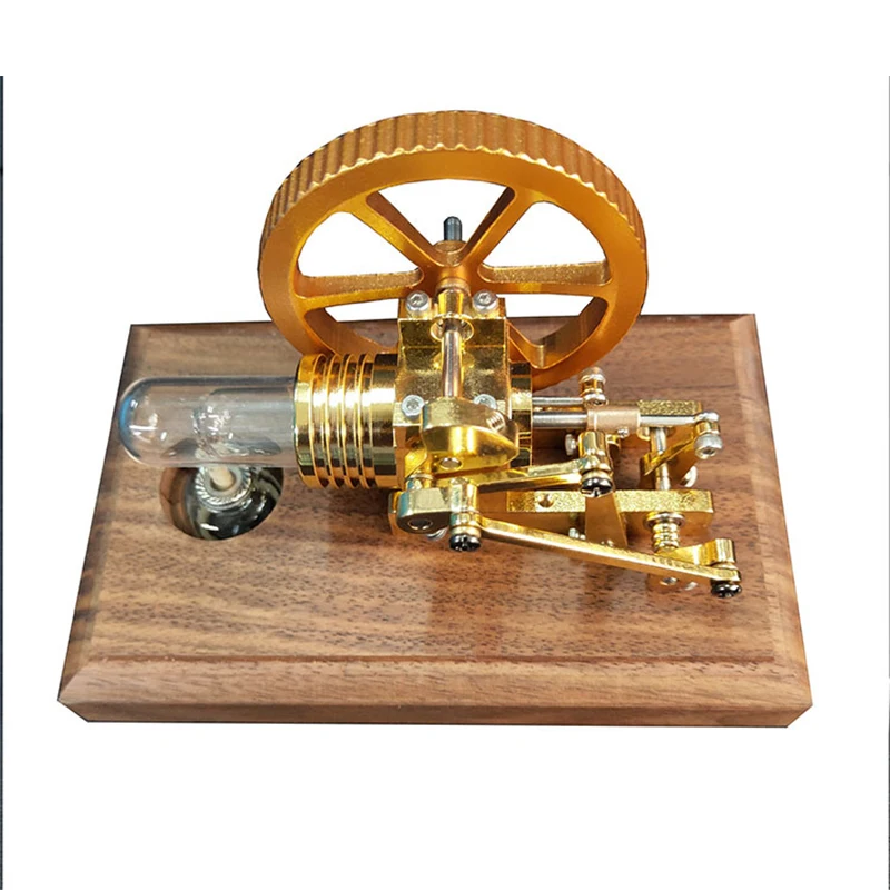 Stirling Engine ModelCoaxial Swing Arm Steam Engine Model Engine Teaching Aids Gift Ornaments Physics Toys Wooden Base