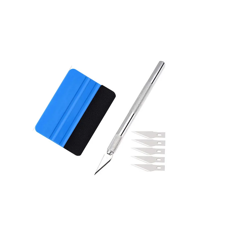 Auto Film Wrapping Tool Kit Venster Verven Gereedschap Vinyl Wrap Vilt Zuigmond Wrap Stick Vinyl Cutter Utility Mes Plastic Schraper