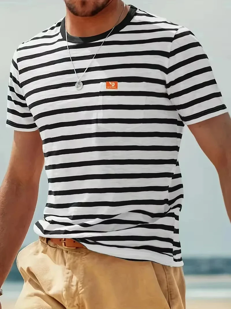 

Men's Summer Fashion T-Shirt Colorful Geometric Print Loose Fit High Quality Streetwear Leisure Top for Fitness moto