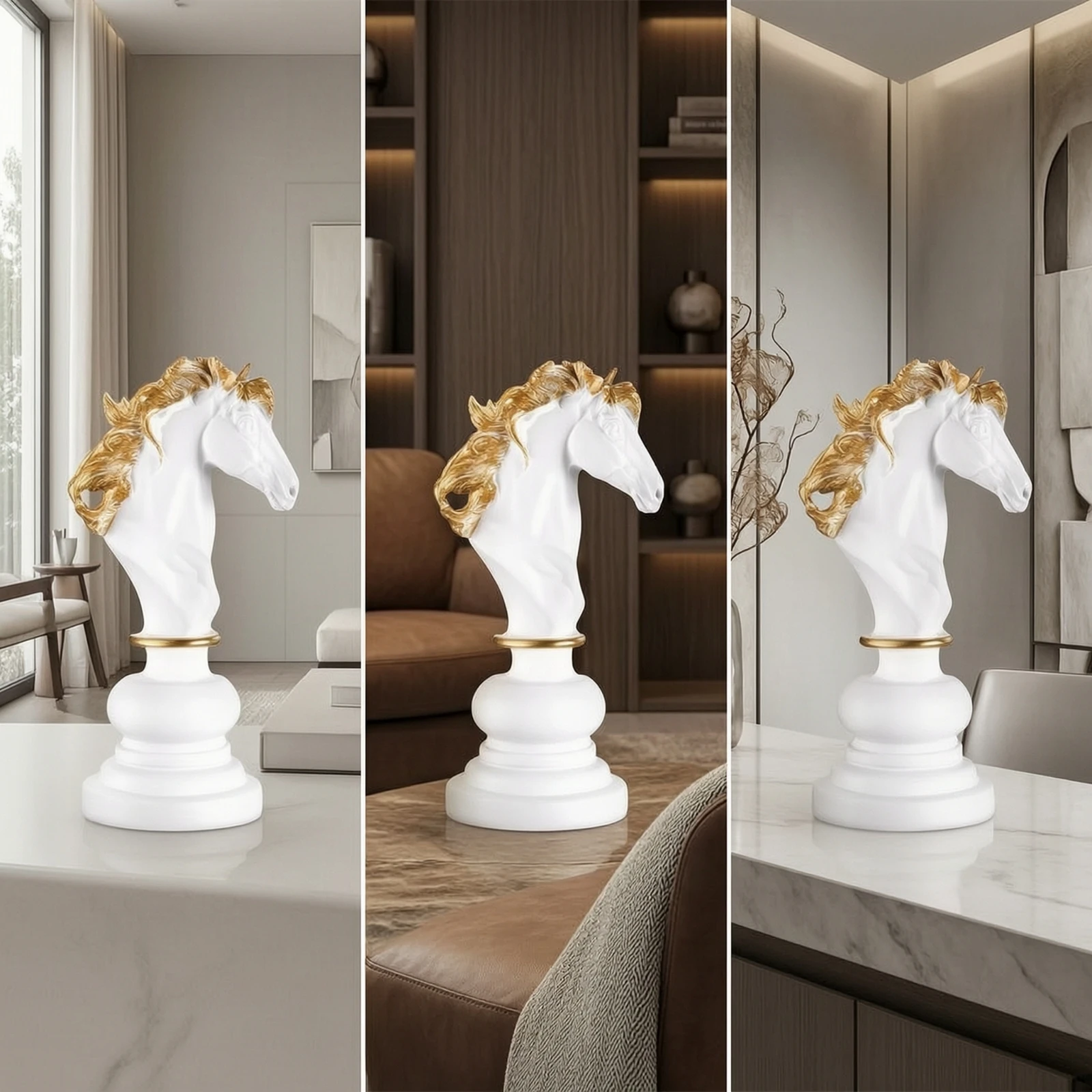 Chess Knight Figurine Tabletop Chess Knight Sculpture Horse Head Sculpture Sculptural Ornament Sophisticated for Collectors