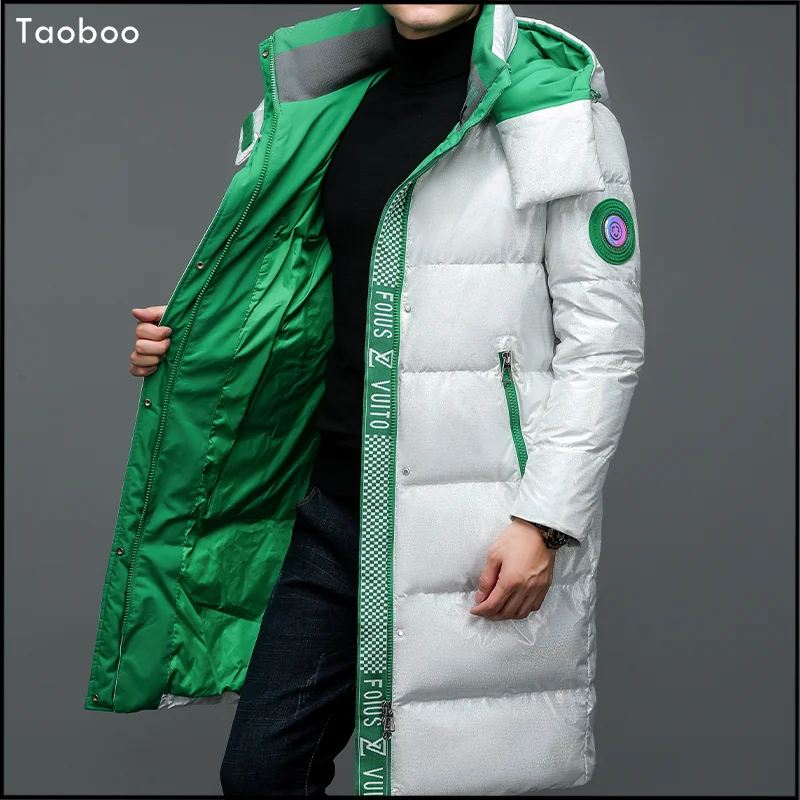 Taoboo Neue Lange Unten jacke männer Winter Mode Casual Männlichen Mantel Lose Feste Hohe Qualität Dick Gepolsterte Mit Kapuze jacken Streetwear