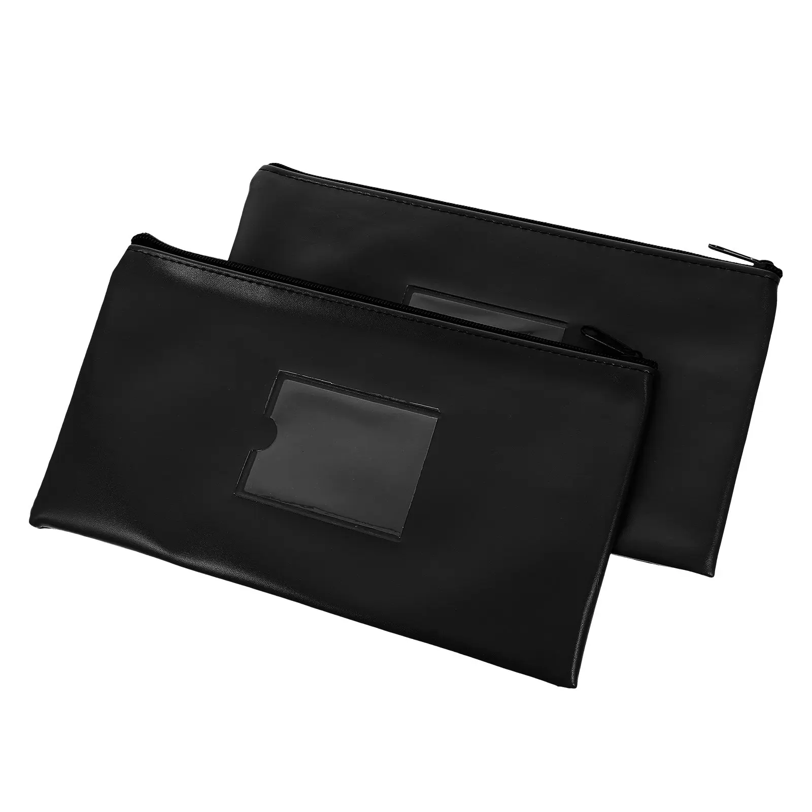 

2Pcs Ticket Deposit Bag Fake Zipper Money Cash Coin Pouch Card Slot Window Clear Utility Pouch for Bills