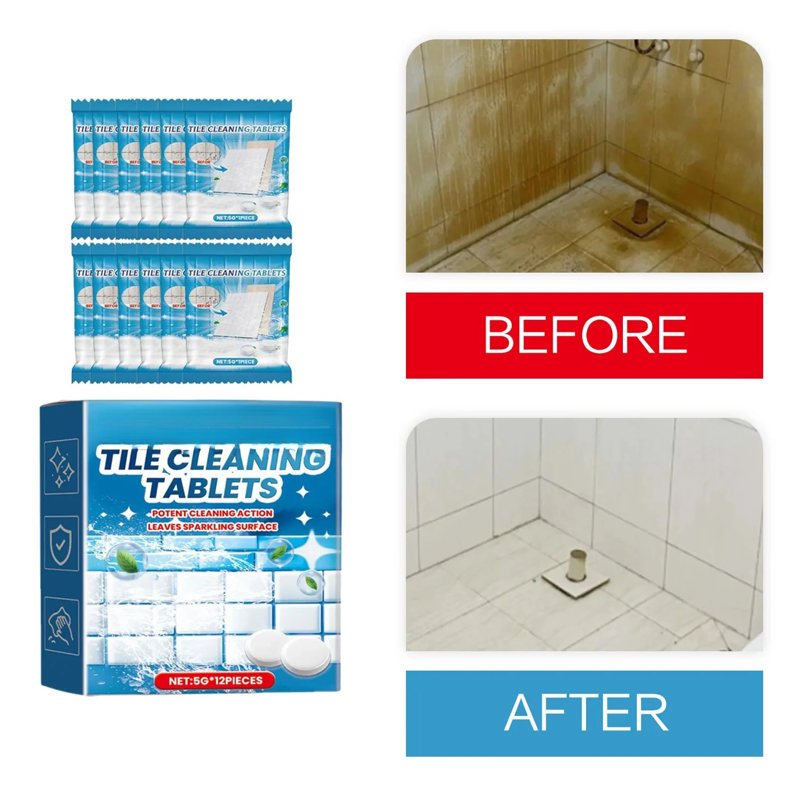 

Tablets Ceramic Oil Dirt Cleaning Tile Brightening Toilet Descaling Wall Cleaner Floor Polishing Solution