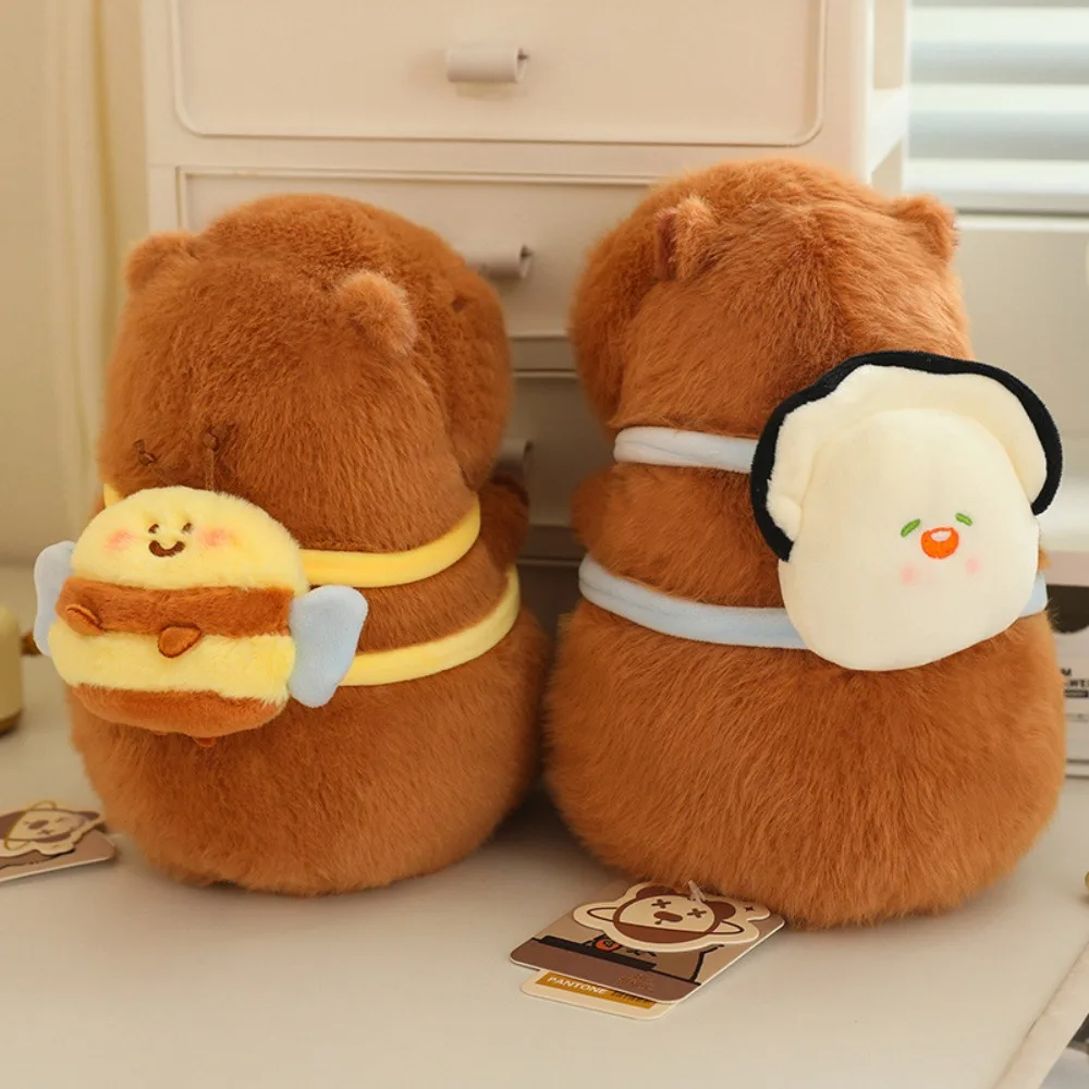 Decorative Capybara Plush Doll Cute Cartoon Anime Stuffed Animals Burger Bag Soft Capibara Fluffy Toy Kids Gifts