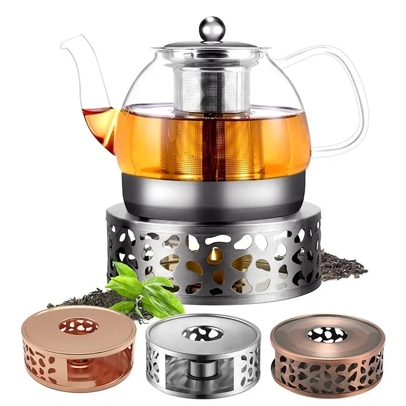 Teekanne wärmer Edelstahl hohl Design Kaffeekannen Kerzen boden stehen für Haushalts glas Teekanne Tee kocher Milch wärmer