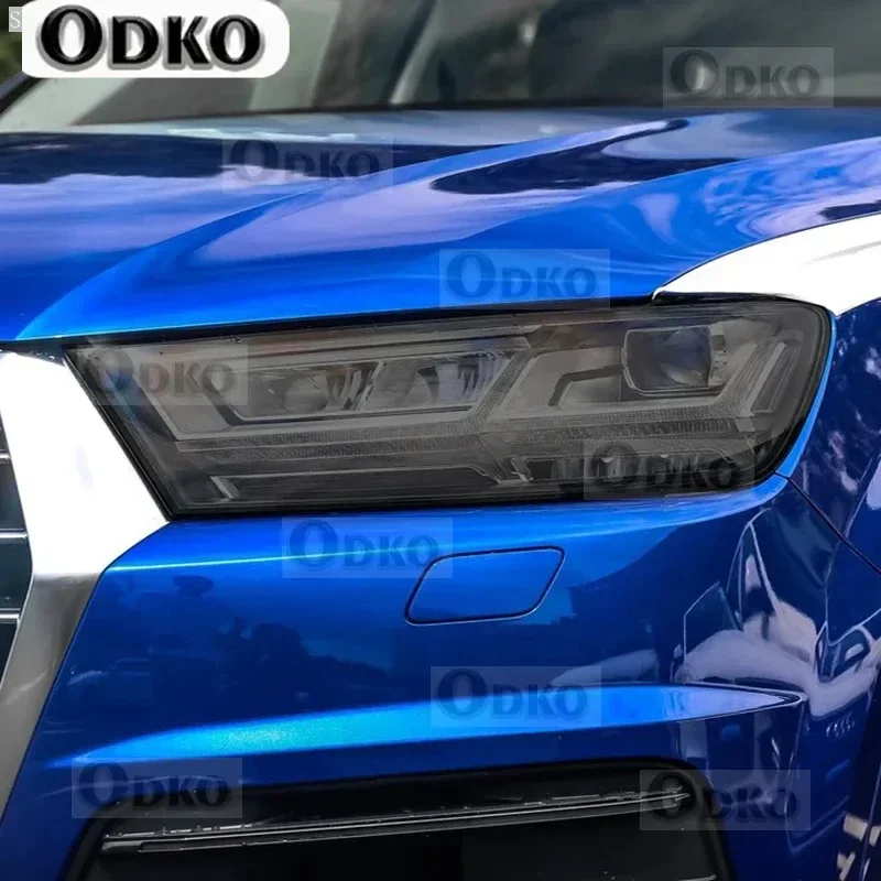 

2 Pcs Car Headlight Protective Film Smoked Black Tint Wrap Vinyl Transparent TPU Sticker For Audi Q7 SQ7 4M 2016-2019
