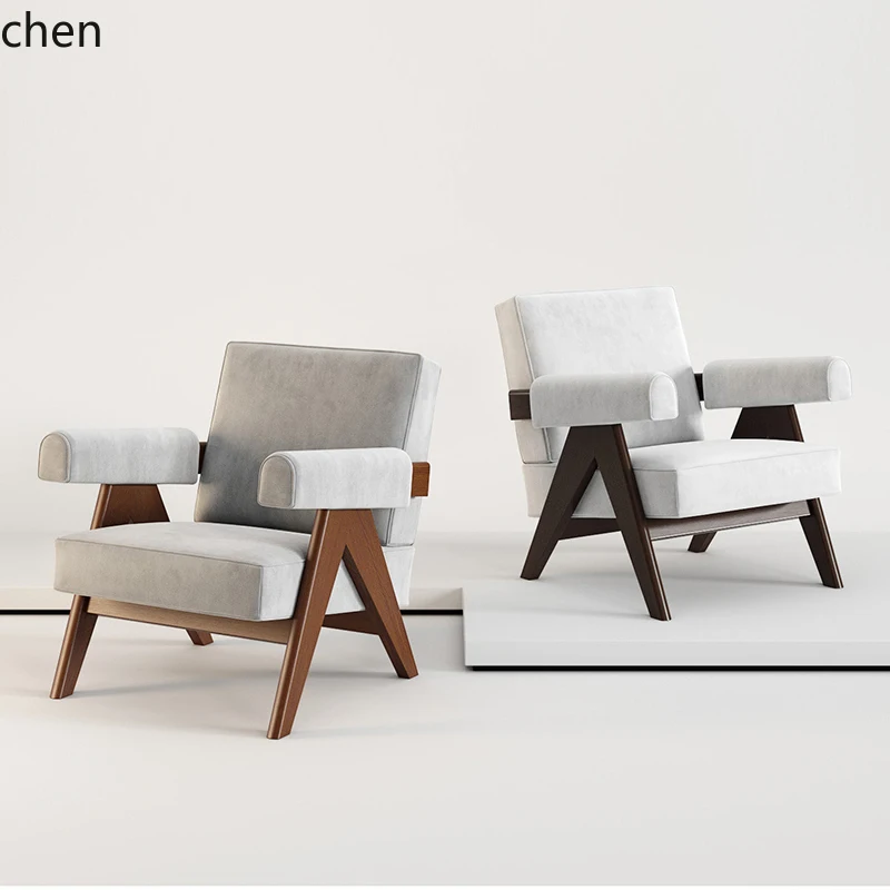 

PYH Vintage Wooden Comfortable Sofa Chandigarh Chair Vintage Armchair Wabi Wind Chair home decor