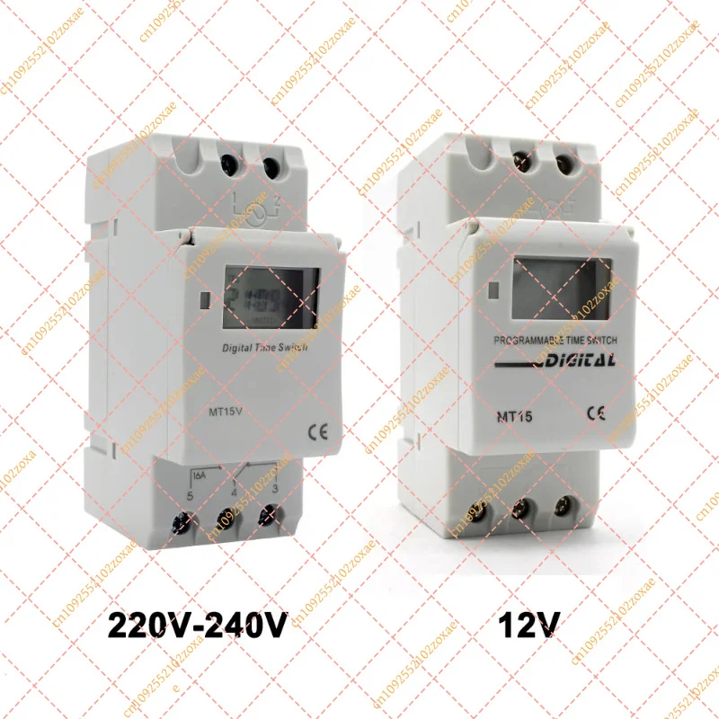 MT15 Din Rail LCD Weekly Programmable Timer Relay 16A 220V 250V Digital Time Switch