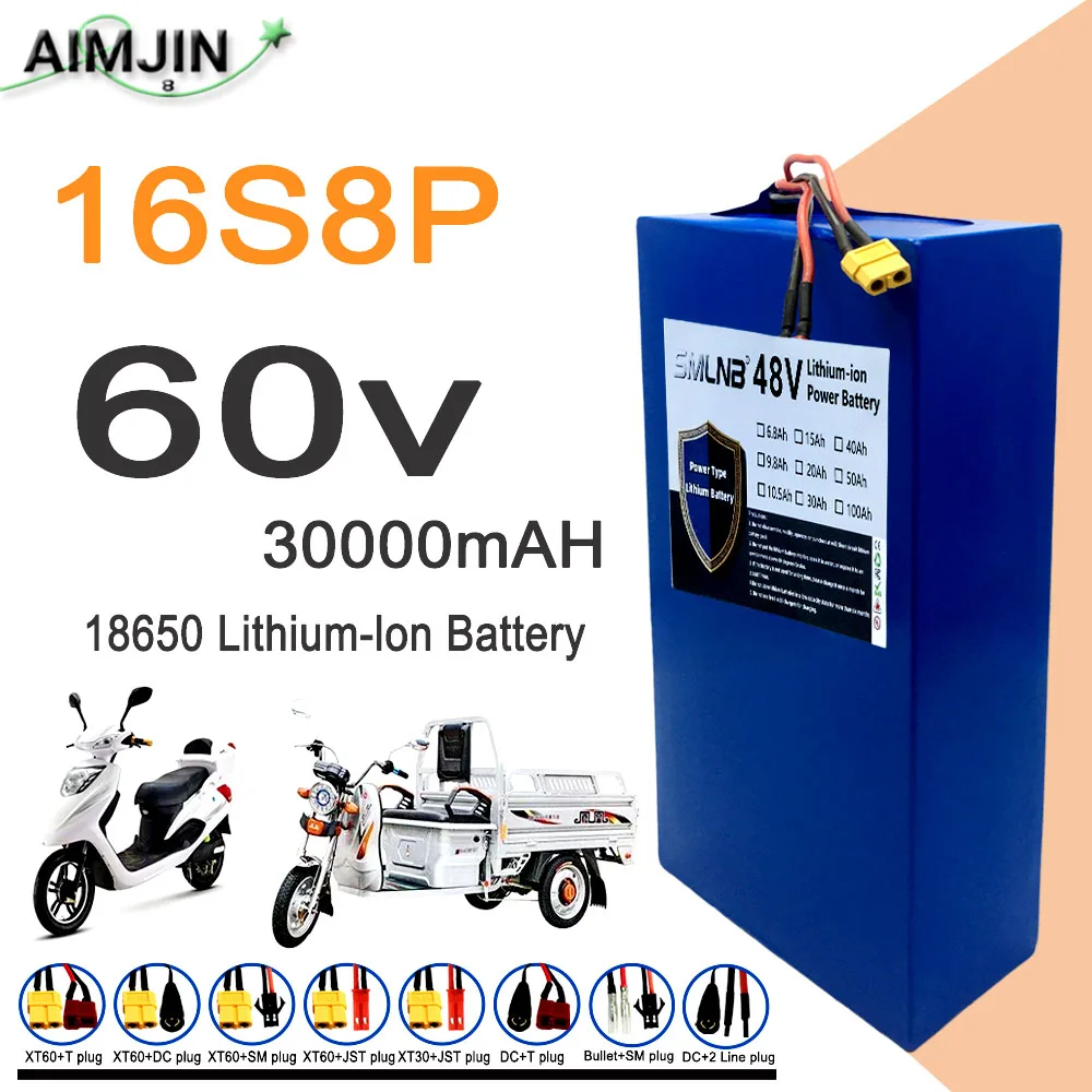 

2025 New 16S8P 60V 1000-3000W Brand new lithium battery 30Ah 18650 high power suitable for various transport vehicles