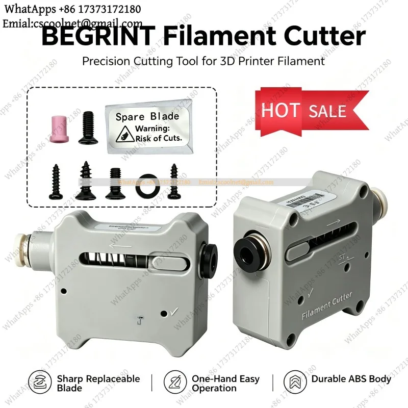 JS03 Automatic Filament Cutter for FDM 3D Printer — Compatible for Bambu Lab / ELEGOO / Anycubic / QIDI, Cuts PLA ABS PETG TPU