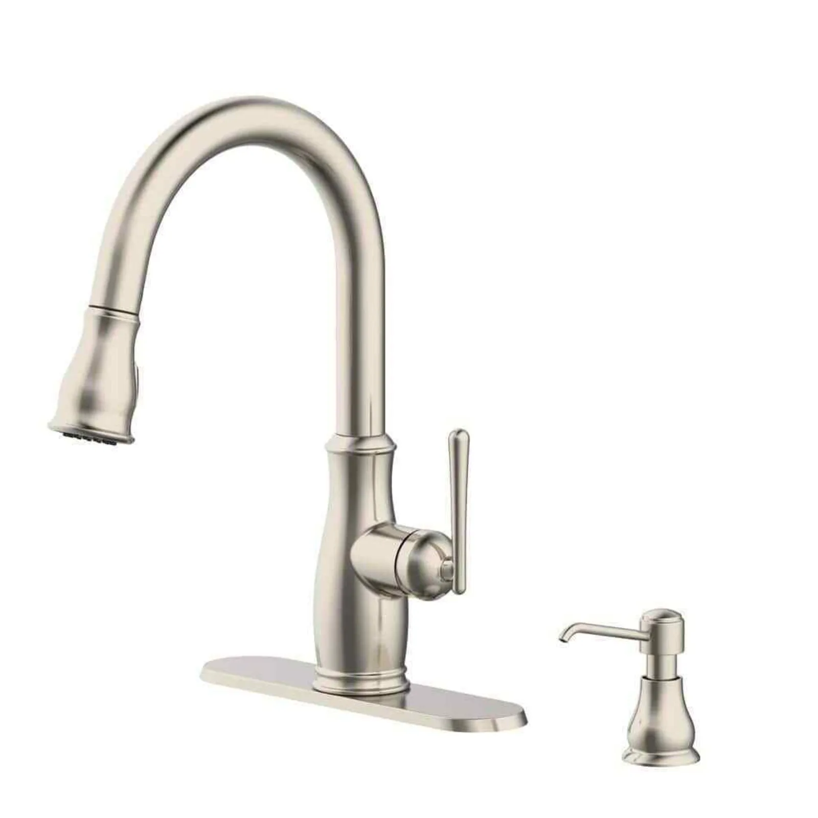 US Kagan Single-Handle Pull-Down Sprayer Kitchen Faucet with soap dispenser in