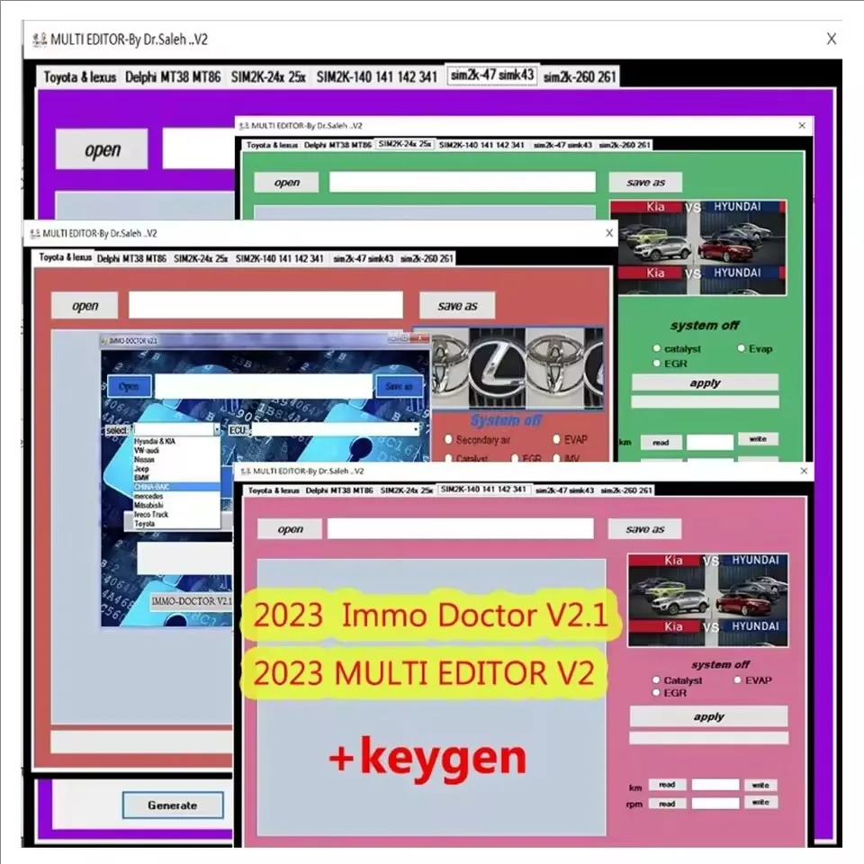 

MULTI EDITOR V2 + IMMO DOCTOR V2.1 + Davinci 1.0.28 Unlimited Keygen Car Repair Software